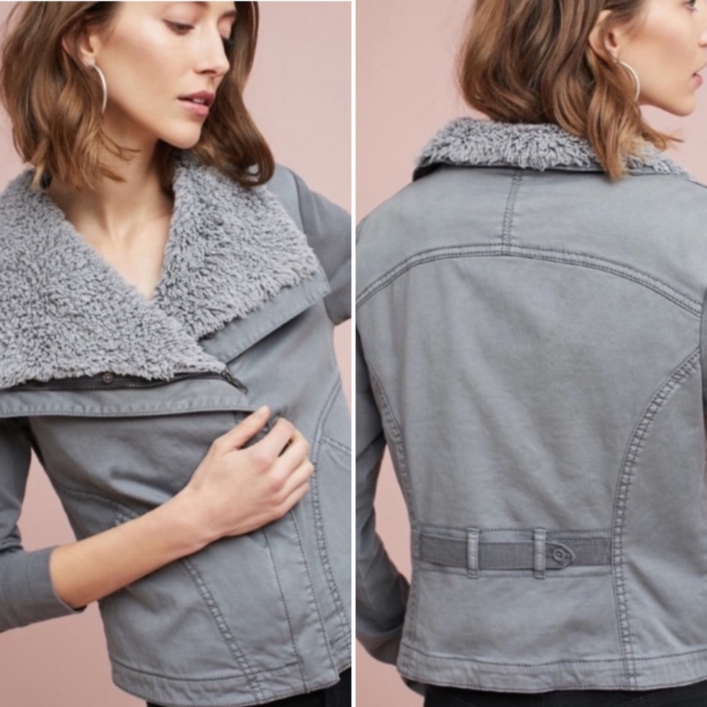 Marrakech Anthropologie Sherpa Moto Jacket - Size Large